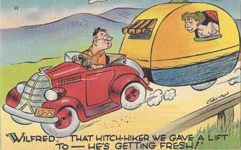 Vintage Travel Trailer comic post card