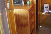 Picture of the built-in dresser cabinet in the bedroom of a 1948 vintage Vagabond trailer