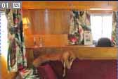 1948 Vagabond vintage trailer has restored cabinets in the front living room