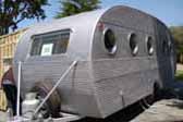 Very straight 1953 Airfloat vintage trailer with original ribbed aluminum siding
