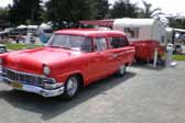 Vintage shasta trailer and vintage 1956 ford ranch wagon tow vehicle