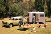 Picture of a vintage travel trailer and 1962 holden ej station wagon vintage tow vehicle