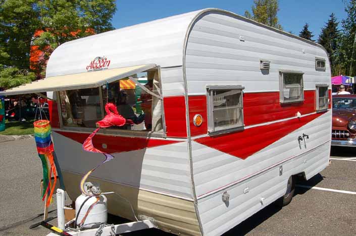 Great looking example of a vintage Aladdin Magic Carpet Travel Trailer