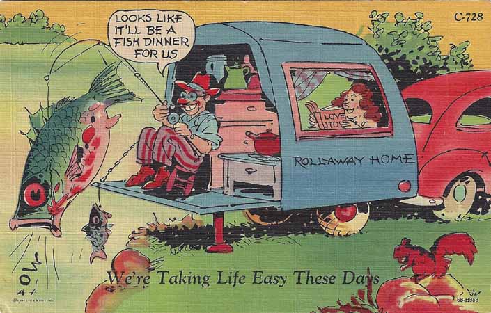 Silly Vintage Trailer Comic Postcard