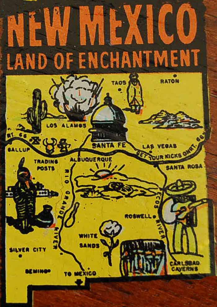 Vintage Travel Decal from New Mexico, The Land of Enchantment