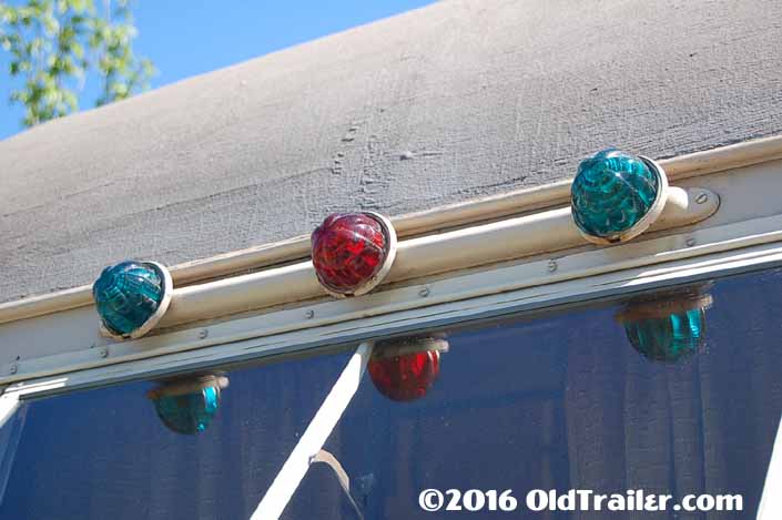 vintage 1937 Vagabond travel trailer with rear green and red running lights