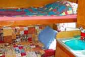 Great bunk bed setup installed in a vintage 1958 Shasta 1500 trailer