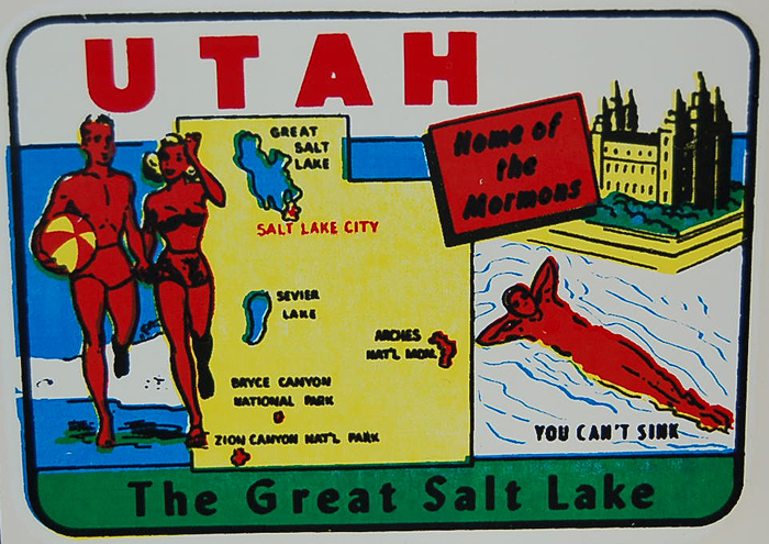 Utah State Vintage Souvenir Travel Decal shows fun summer outdoor activities