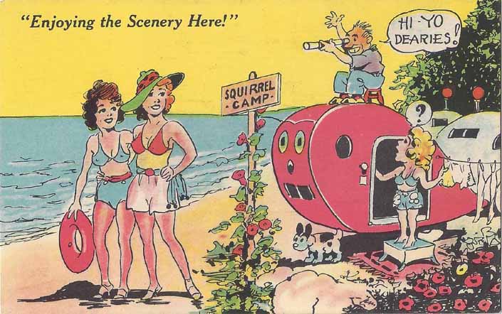 Vintage Bawdy Humor Camping postcard