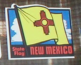 Vintage Travel Decal from the State of New Mexico features their State Flag