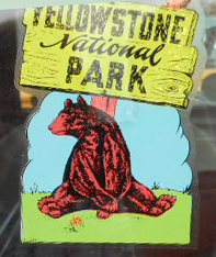 Faded Vintage Travel Decal from Yellowstone National Park features iconic park bear