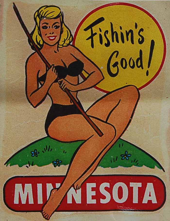 Vintage Travel Decal From Minnesota, Features a Blond Bathing Beauty